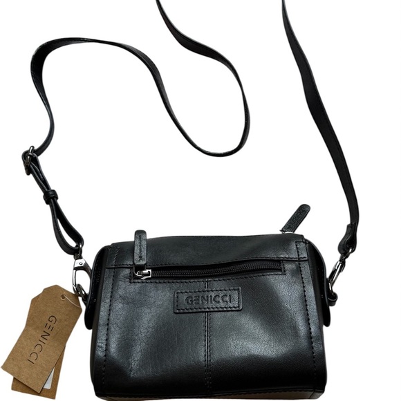 Genicci Black Leather Crossbody Bag - Picture 1 of 8